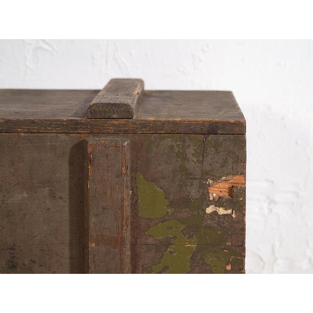 Small Antique Olive Green Chest, 1920s For Sale - Image 10 of 14