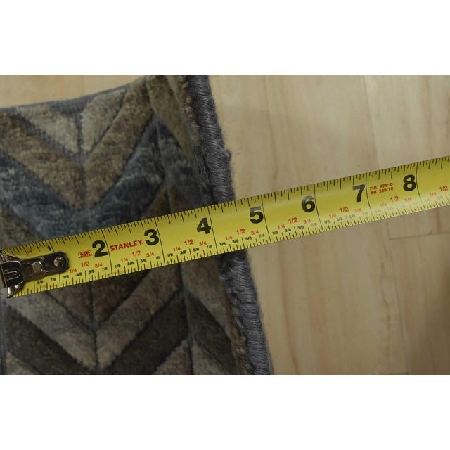 Chevron Rug 8' X 10'2'' Gray Blue Wool Contemporary Hand-Knotted Carpet For Sale - Image 11 of 12