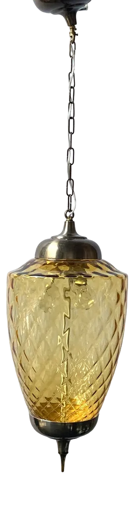 Lantern Pendant with Amber Murano Glass, 1960