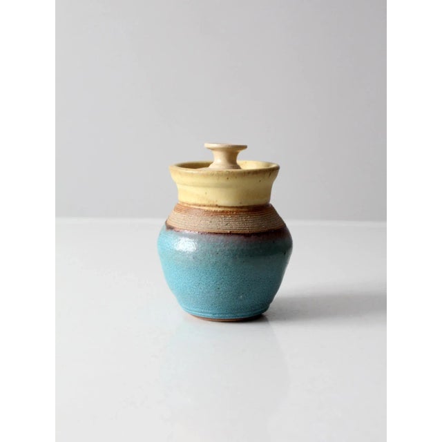 Turquoise Vintage Studio Pottery Jar For Sale - Image 8 of 13