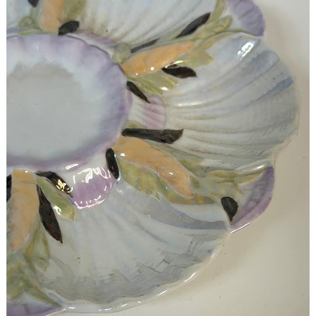 Limoges Naturalistic Luster Oyster Plate with Deep Center Well, France For Sale - Image 11 of 12