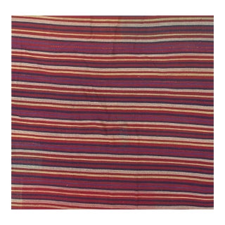 Mid Century Modern Multicolor Geometric Turkish Kilim Flatweave Wool Small Rug For Sale