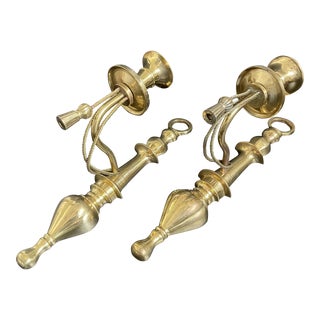 Vintage Traditional Style Brass Rope & Tassel Candle Wall Sconces - a Pair For Sale