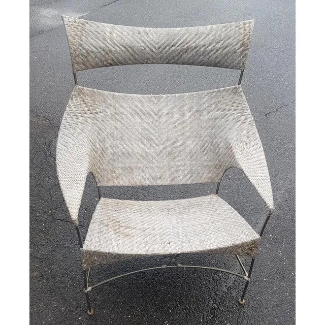 Boho Chic Set of Japanese Rattan Armchair with Ottoman For Sale - Image 3 of 6