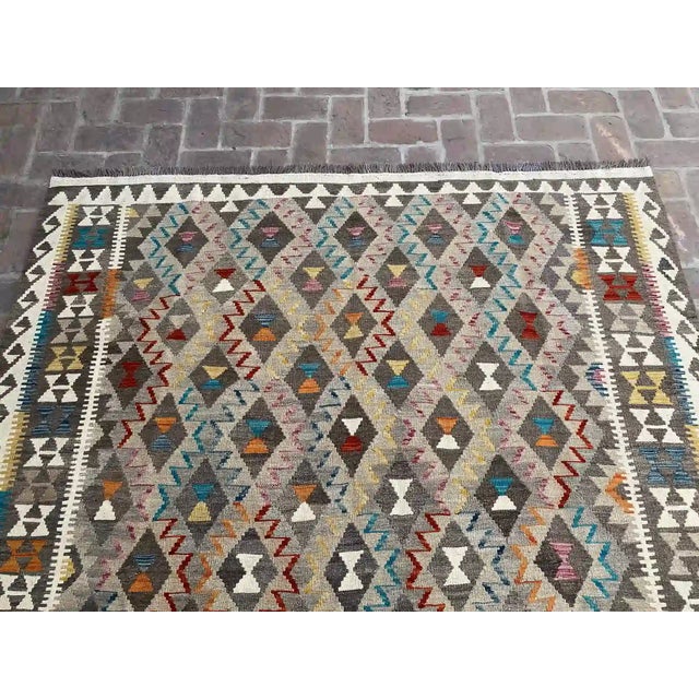 Handwoven Contemporary Kilim Rug - Geometric Tribal Pattern, 6.8' X 9.2' For Sale - Image 6 of 6