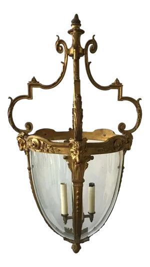 1920s French Gilt Bronze Rams Head Lantern