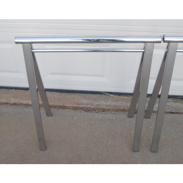 Mid 20th Century Chrome and Glass Sawhorse Desk For Sale - Image 11 of 18