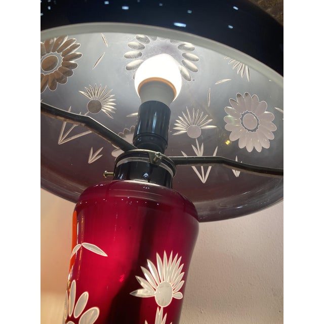 1970s Vintage Bohemian Ruby Red Table Lamp, 1970s For Sale - Image 5 of 7