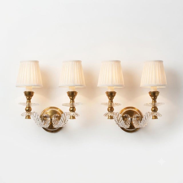 Mid-Century Modern Acrylic and Brass Double-Arm Wall Sconces, 1970s, Set of 2 For Sale - Image 3 of 11