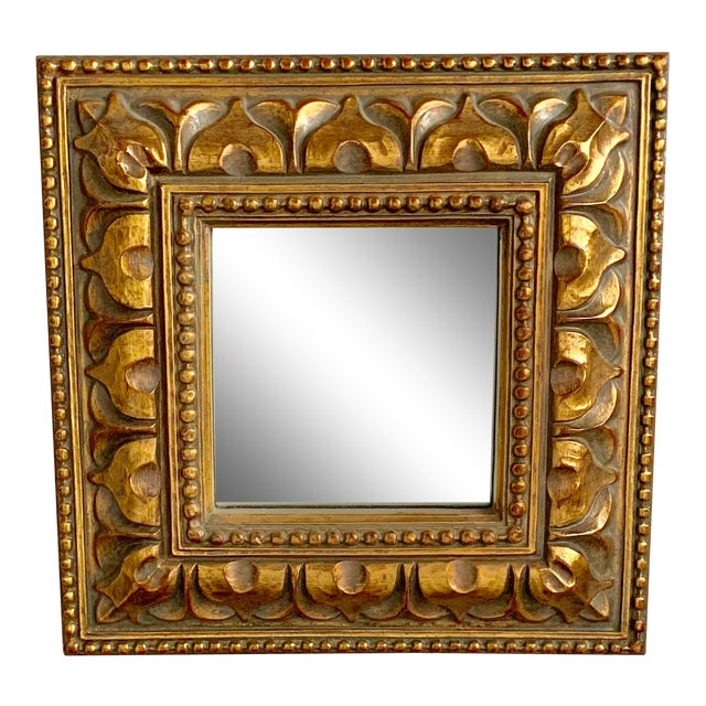 1990s Vintage Bombay Company Square Gold Accent Mirror Chairish