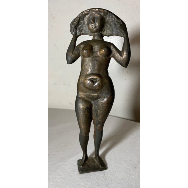 Metal Vintage Milton Elting Hebald American Bronze Stylized Nude Lady Sculpture Statue For Sale - Image 7 of 15