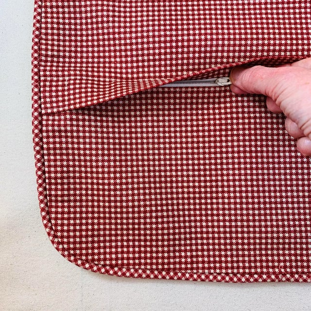 Designer P Kaufmann Waverly Red & Cream French Country Gingham Check Pillow Covers- Pair For Sale - Image 4 of 7