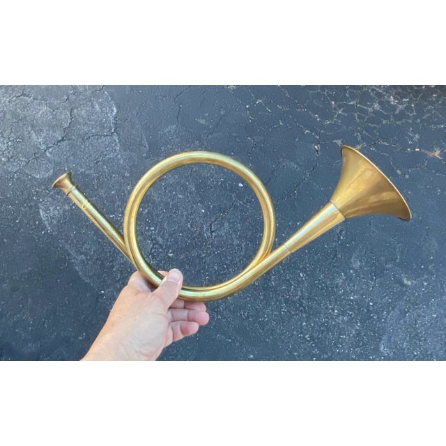 Mid-Century Modern 1980s Vintage Holiday Brass Horn Decor, Set of 2 For Sale - Image 3 of 6