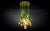 Chandelier consisting of vg artificial flowers and pipes in muranese glass, led bulbs (3 bulbs gu10 x 6w each) fitted with...