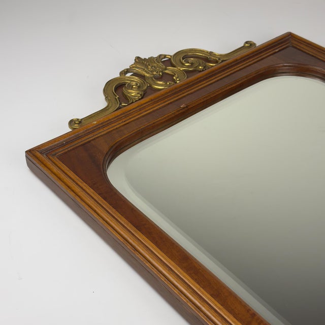 1950s Large Vintage Wooden Wall Mirror, Italy, 1950s For Sale - Image 5 of 18