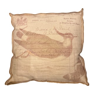 Large Linen Nature Motif Pillow For Sale