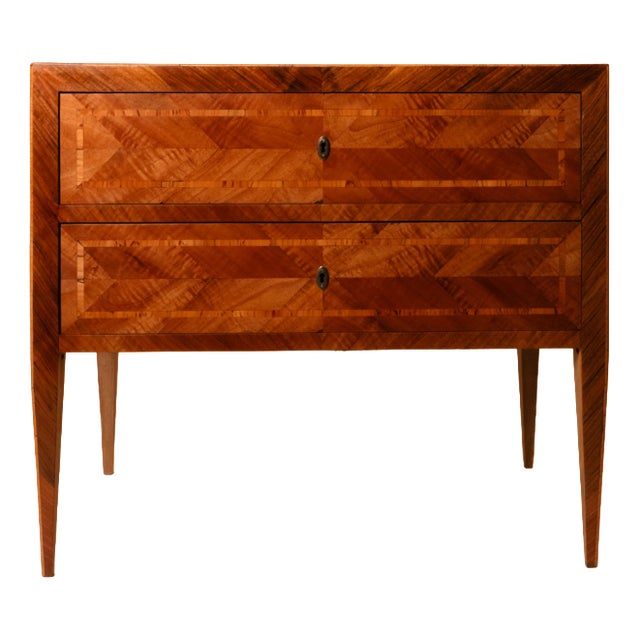 Neoclassical Chevron Chest of Drawers with Italian Marquetry For Sale