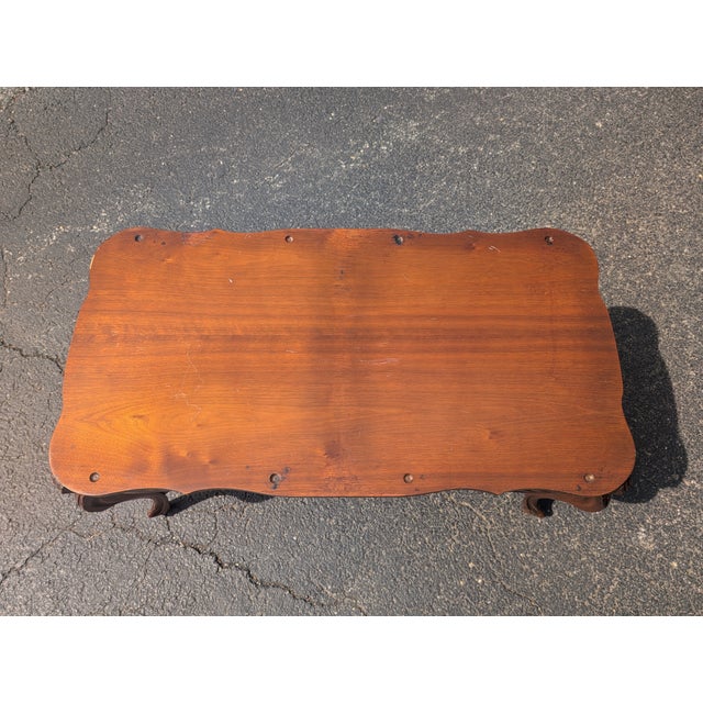 Rare Vintage French Style Carved Parlor Table With Glass Tray Top For Sale - Image 11 of 12