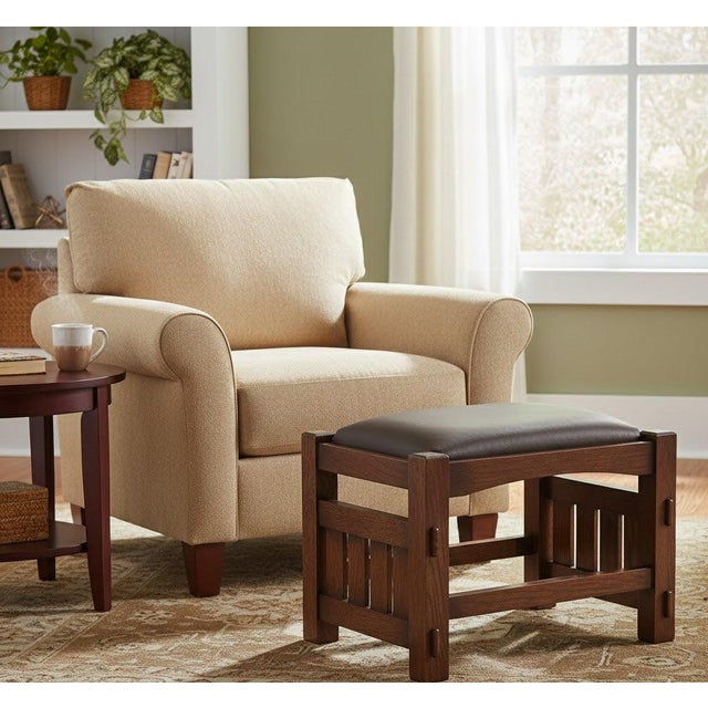 2020s Mission Oak Footstool - Wide Spindles (2 Colors Available) For Sale - Image 5 of 7