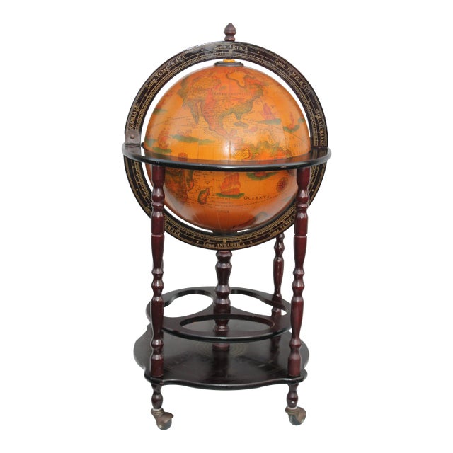 1970s Vintage World Globe Dry Bar For Sale