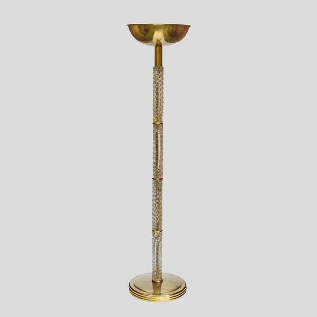 Metal Brass and Glass Floor Lamp from Seguso Vetri D'Arte, 1950s For Sale - Image 7 of 7