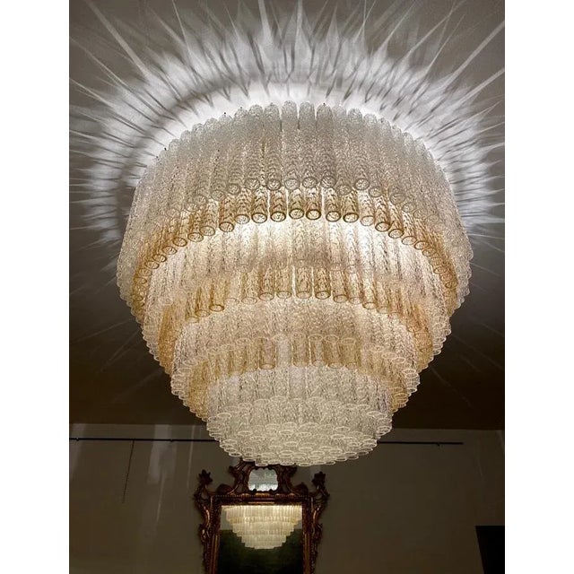 Murano chandelier designed by Gino Poli, for Aureliano Toso, circa 1966." This extraordinary chandeliers is composed by...