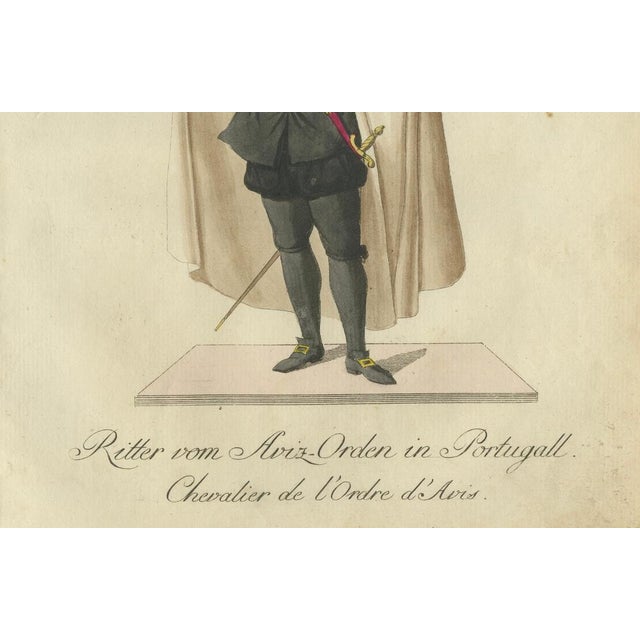 Title: Knight of the Aviz Order in Portugal - 18th Century Hand-Colored Engraving : This finely hand-colored engraving...