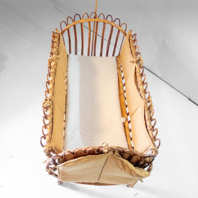 Wood Mid-Century Modern Bamboo Baby Cradle, Italy, 1960s For Sale - Image 7 of 16
