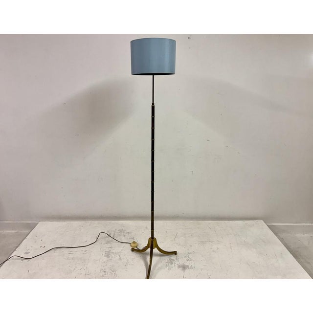 French Faux Bamboo Floor Lamp in Brass, 1970s For Sale - Image 11 of 14