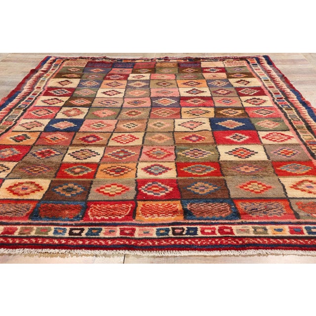Red Vintage Persian Lori Checkerboard Rug - 06'02 X 08'09 For Sale - Image 8 of 9