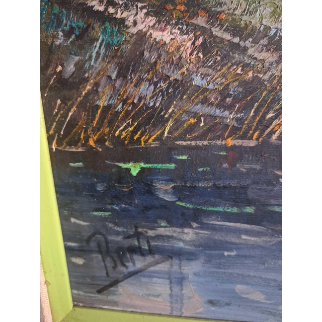 Mid-20th Century Italian River Landscape Oil Painting Signed Berti For Sale In New York - Image 6 of 8