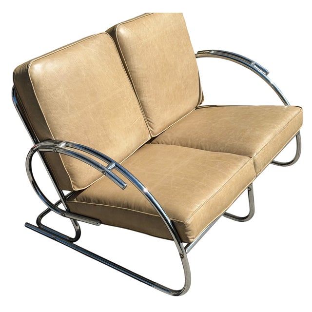 1925 Art Deco Paris Expo Machine Age Modernist Streamline Sofa Settee For Sale In Los Angeles - Image 6 of 7