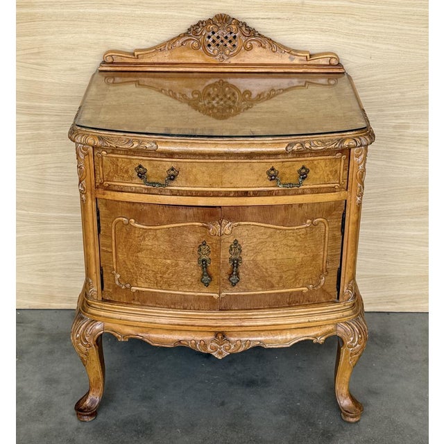 Fine pair of French neoclassical night stands or side tables, art deco styling, exude luxurious style from every angle!...
