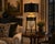 Vintage Mediterranean Textured Ceramic Tripod Urn Lamp With Black & Gold Shade For Sale - Image 4 of 4