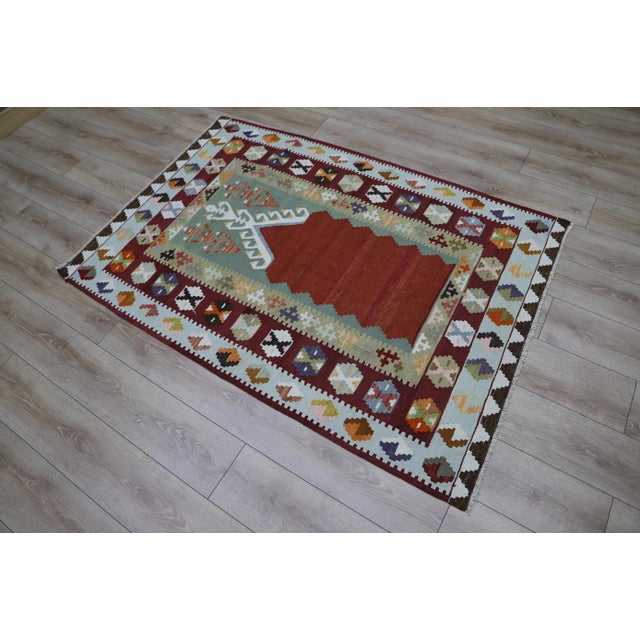 Tribal 1960s Traditional Handmade Turkish Oushak Kilim Rug For Sale - Image 3 of 9