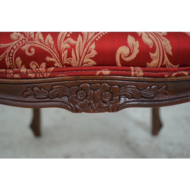 Pair Ethan Allen Damask Upholstered French Open Armchairs Chairish