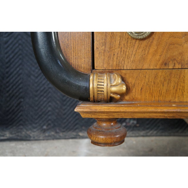 Brown Late 20th Century French Empire Biedermeier Oak Double Dresser Commode Console Chest Hidden Drawer For Sale - Image 8 of 15