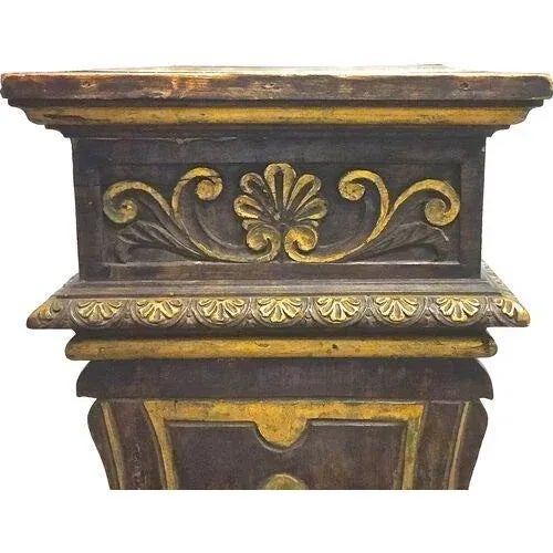 19th Century Antique Acanthus Leaf Carved Italian Pedestal For Sale - Image 5 of 9