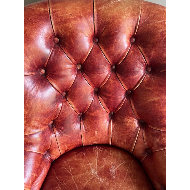 George Smith Vintage George Smith Petite Tufted Leather Chesterfield Chair, Made in England, a Pair For Sale - Image 4 of 12