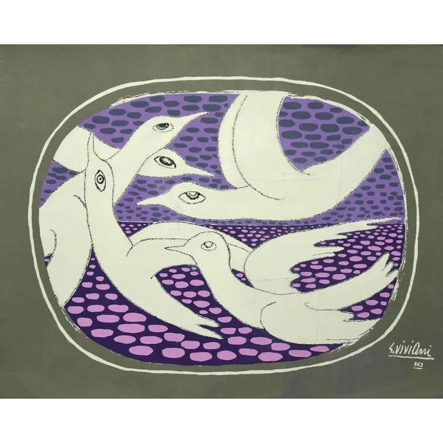 Giuseppe Viviani - Seagulls - Original Lithograph - 1962 For Sale
