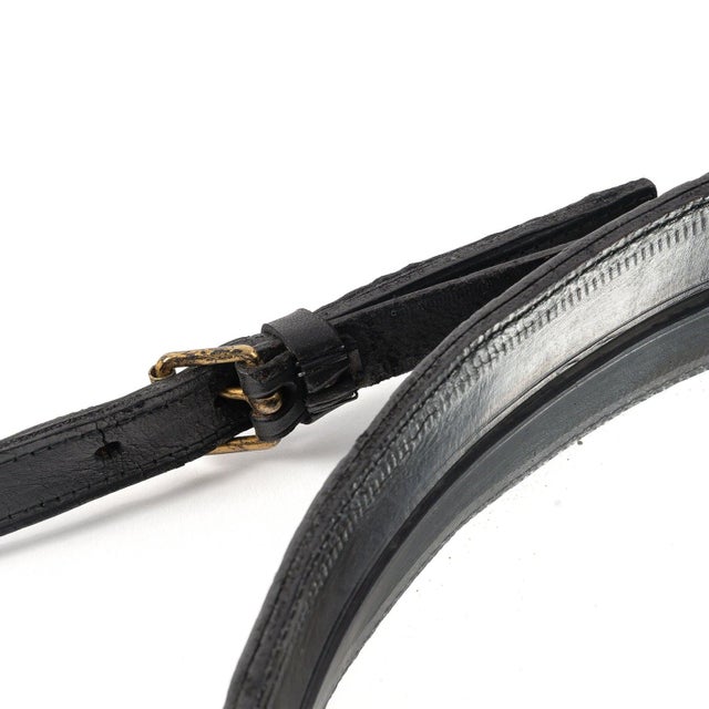 Metal Leather Strap Mirror attributed to Jacques Adnet, France, 1960s For Sale - Image 7 of 8