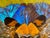 Yellow Brazilian Butterfly Wing Morpho Jesus Christ Charger C. 1950s For Sale - Image 8 of 17
