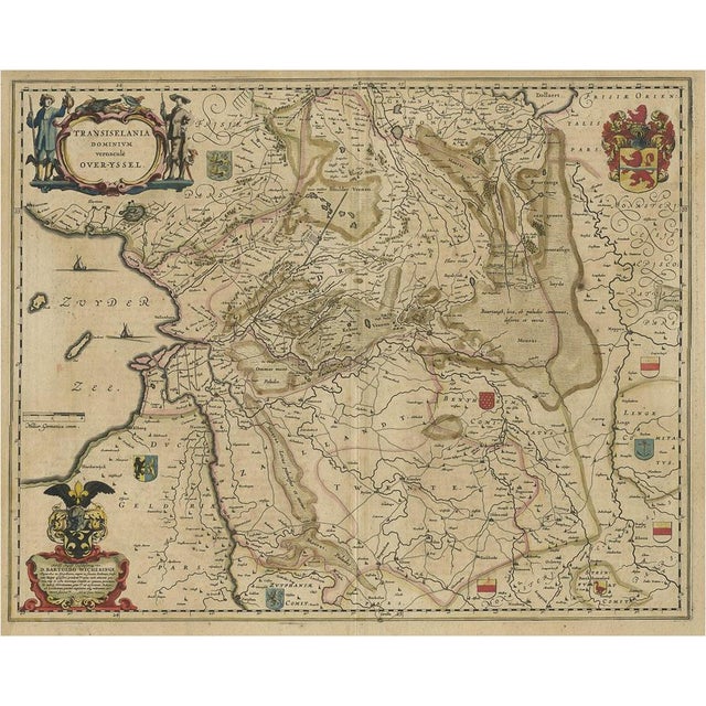 Antique Map of the Dutch Provinces of Overijssel and Drenthe, 1635 For Sale