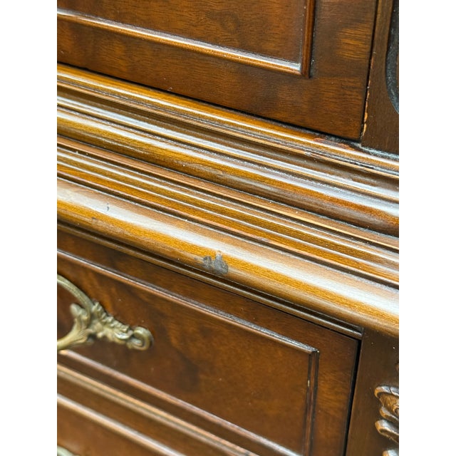 Mid 20th Century Burl Walnut Louis XV Highboy Chest of Drawers For Sale - Image 12 of 12