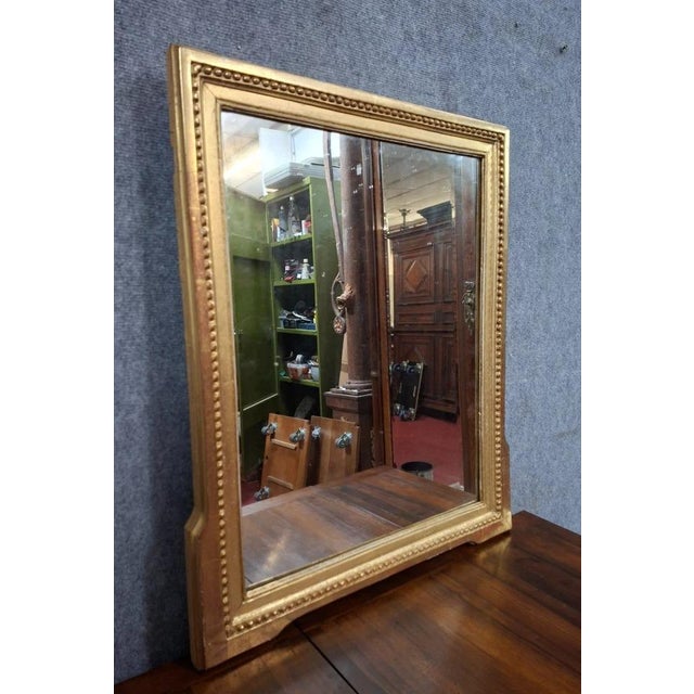 Antique 19th Century Mirror with Beaded Frieze in Gilded Wood For Sale - Image 6 of 9