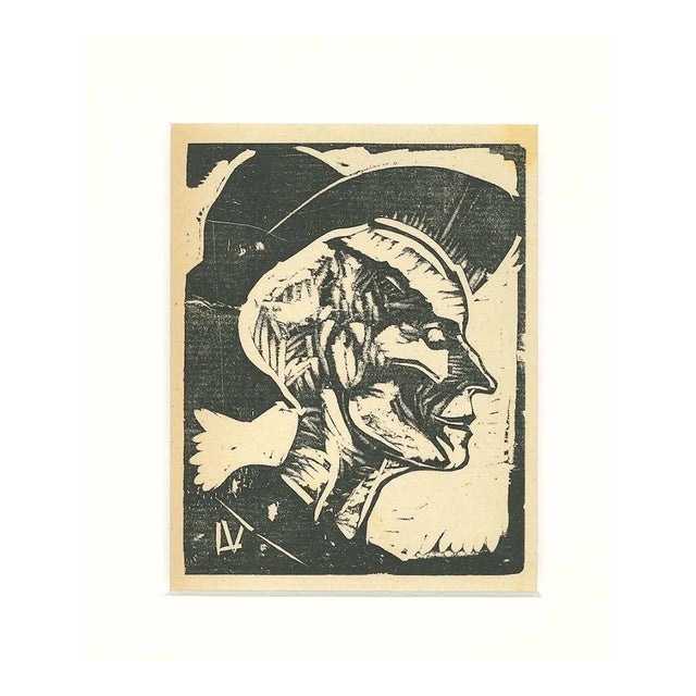 Lorenzo Viani - Portrait - Original Woodcut - 1930 For Sale