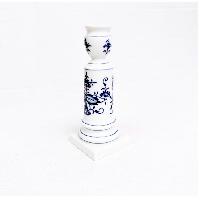 Ceramic Porcelain Candlestick with Blue Floral Pattern fom Meissen, 1980s For Sale - Image 7 of 8