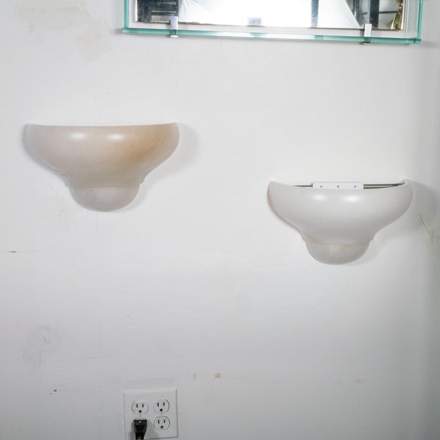 Pair of Art Deco Inspired Alabaster Sconces For Sale - Image 4 of 12