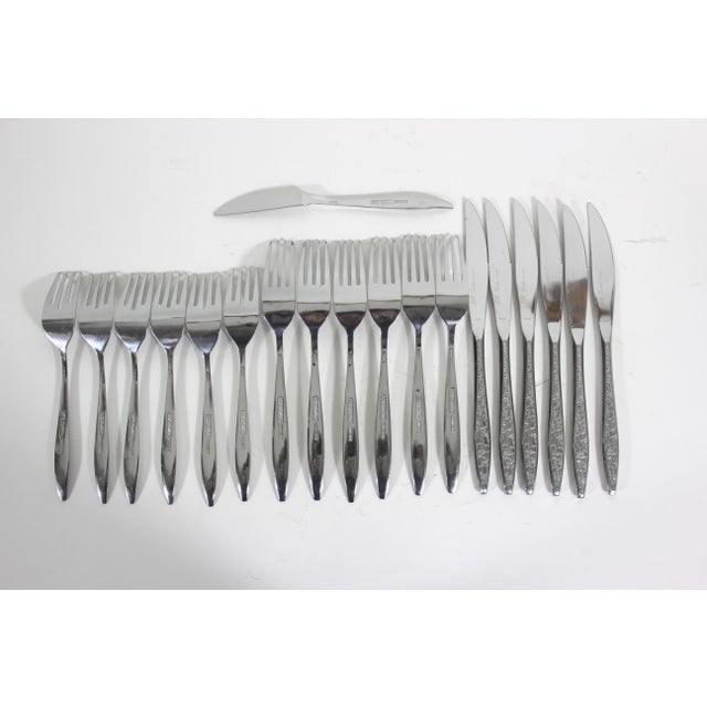 1970s 1970s Mid Century Modern Japanese Stainless Steel Brutalist Flatware Set- 19 Pieces For Sale - Image 5 of 10