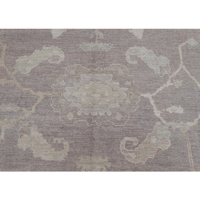 Early 21st Century Turkish Oushak Rug Gray & Green Handwoven Wool Rug 8'9" X 12'1" For Sale - Image 5 of 9